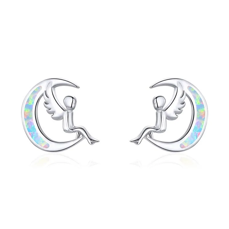 Dazzling Mystical Unicorn Moonstone Stud Earrings