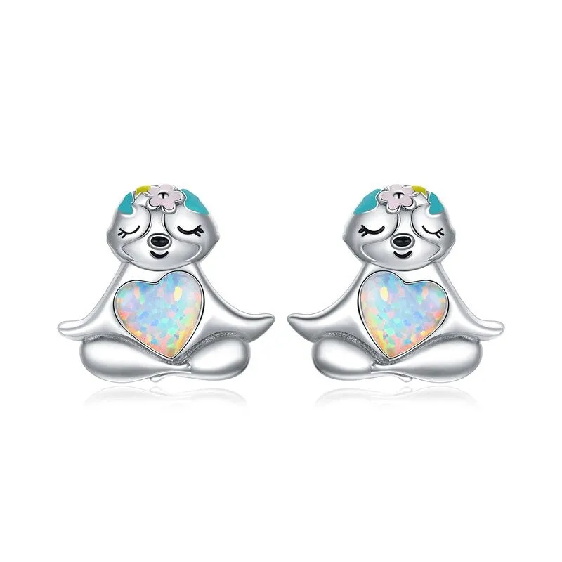 Dazzling Mystical Unicorn Moonstone Stud Earrings