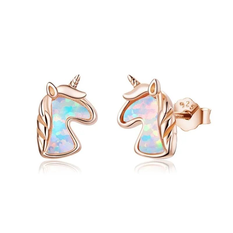 Dazzling Mystical Unicorn Moonstone Stud Earrings