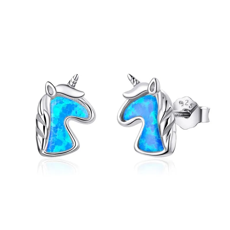 Dazzling Mystical Unicorn Moonstone Stud Earrings