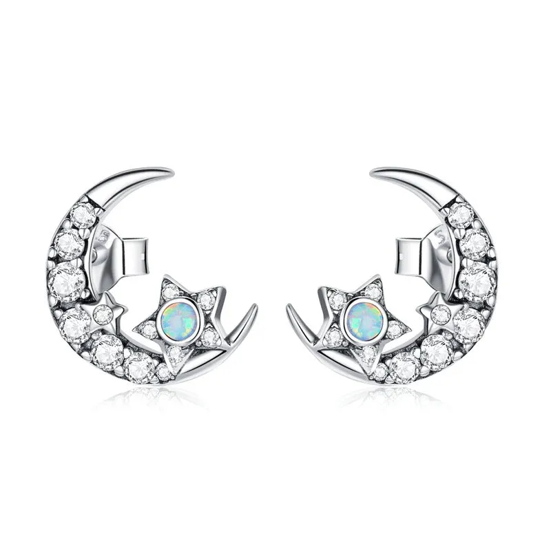 Dazzling Mystical Unicorn Moonstone Stud Earrings