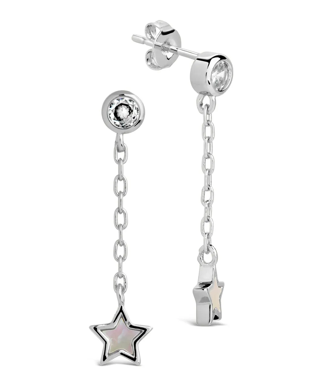 Deja CZ & Moonstone Star Drop Stud Earrings