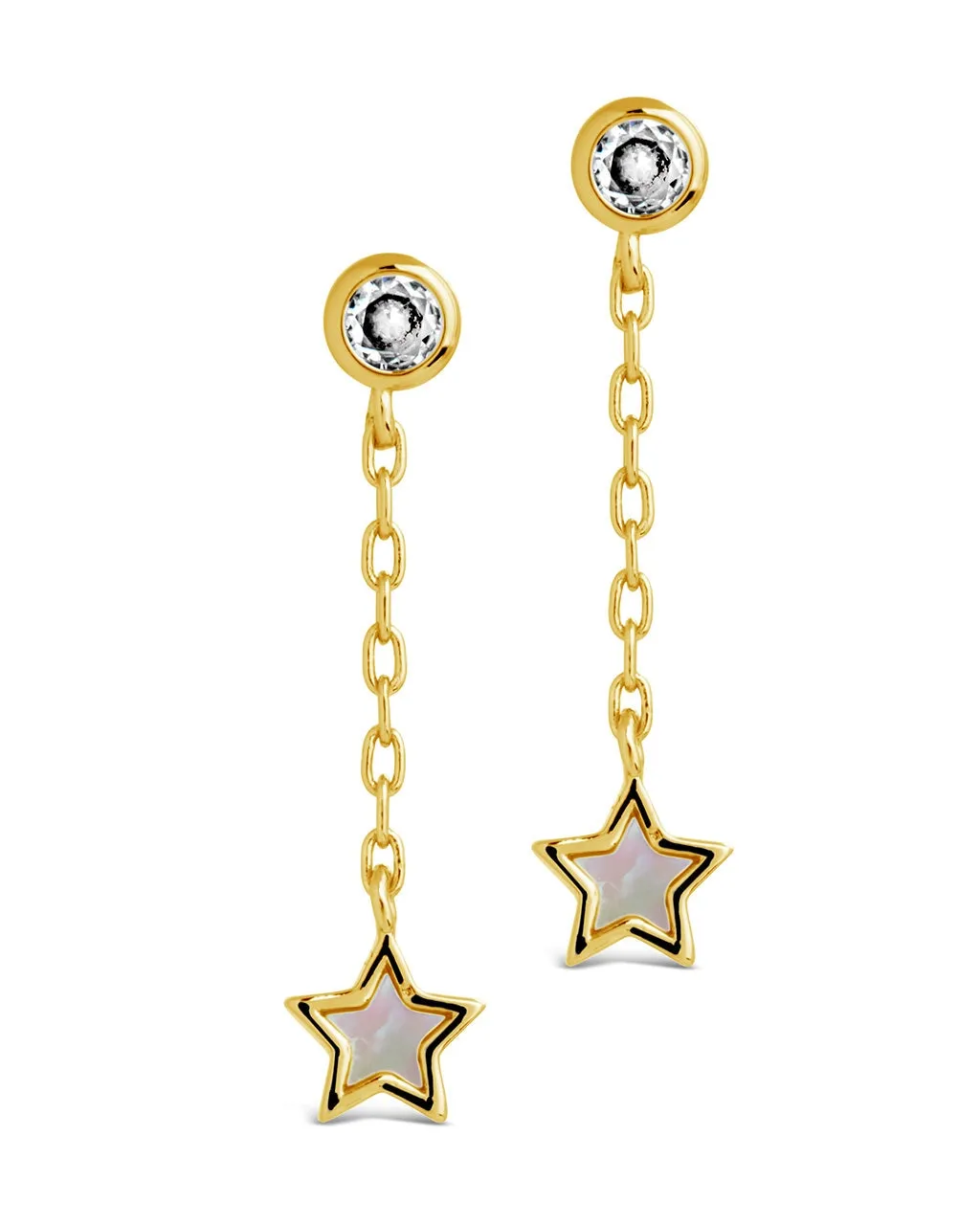 Deja CZ & Moonstone Star Drop Stud Earrings