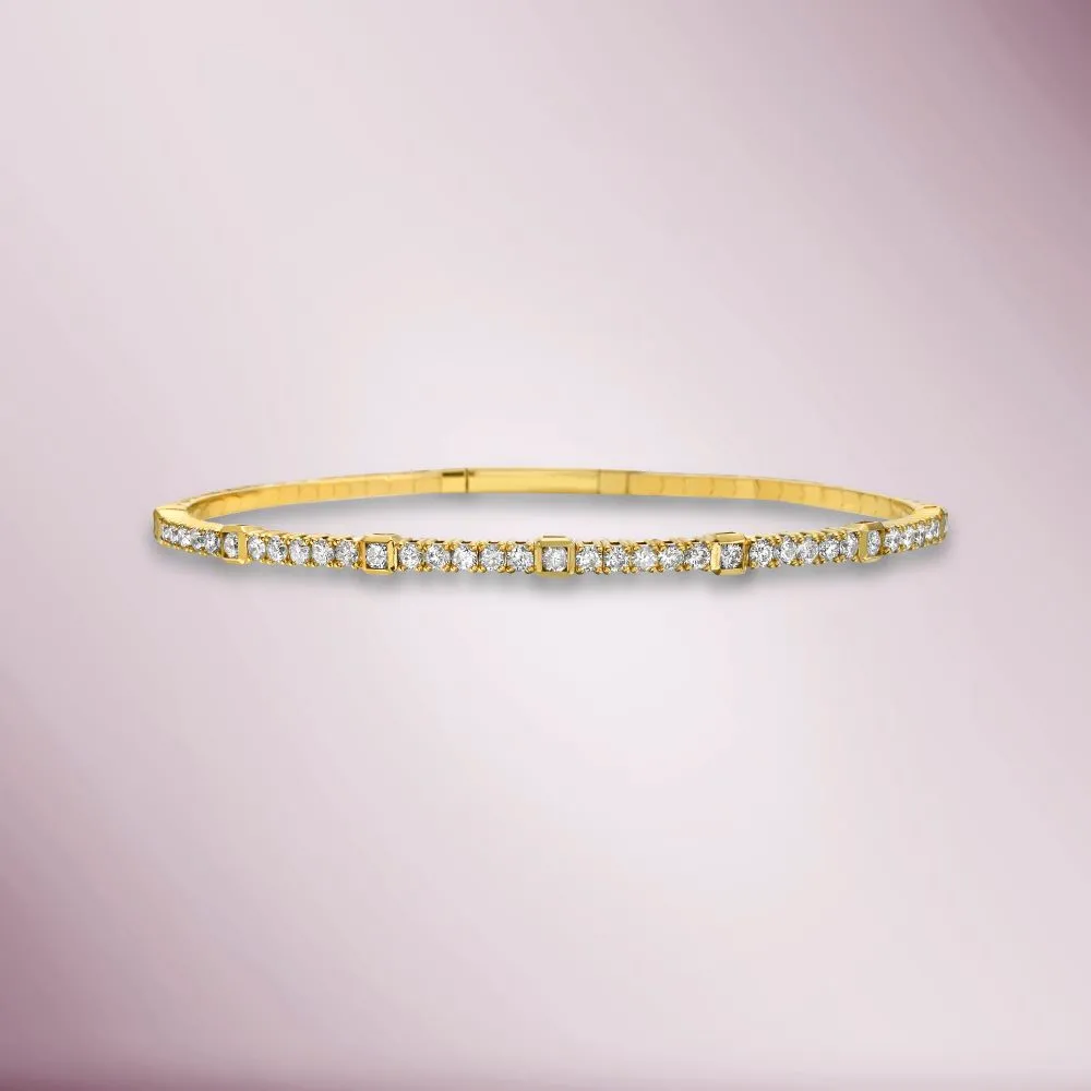 Diamond Flexible Bangle Bracelet (1.35 ct.) in 14K Gold