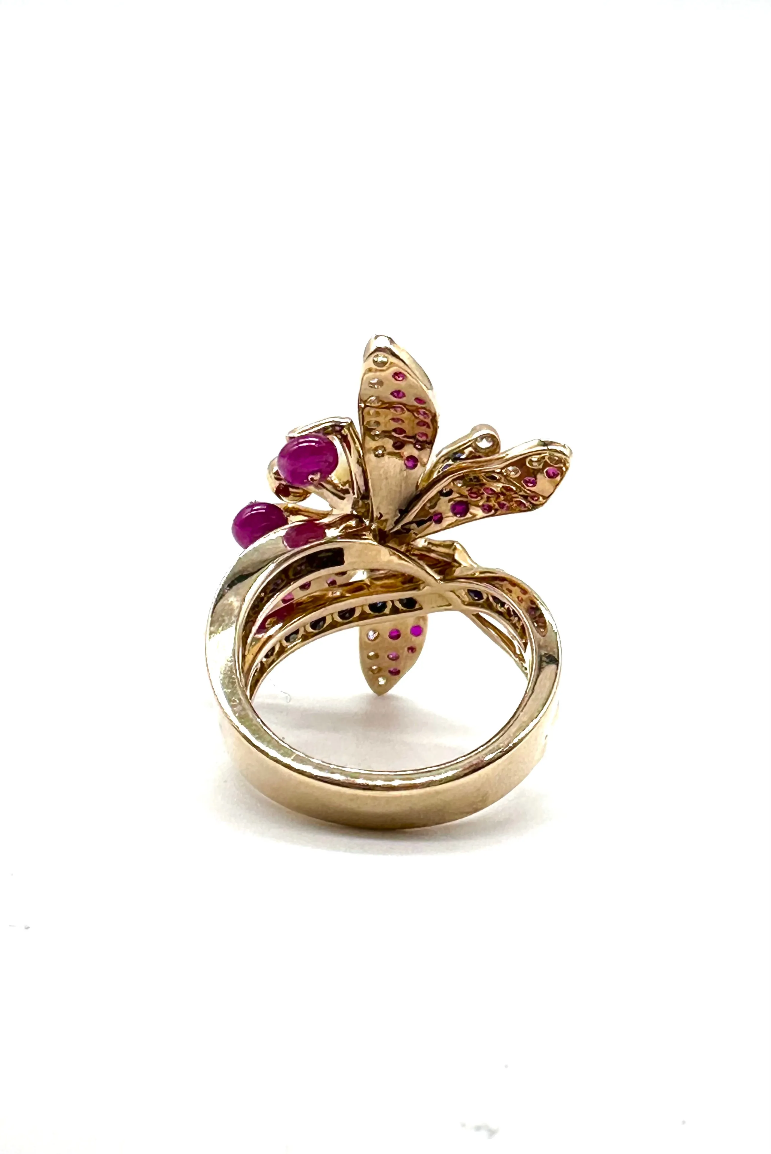 Dragonfly ring with diamonds and precious stones