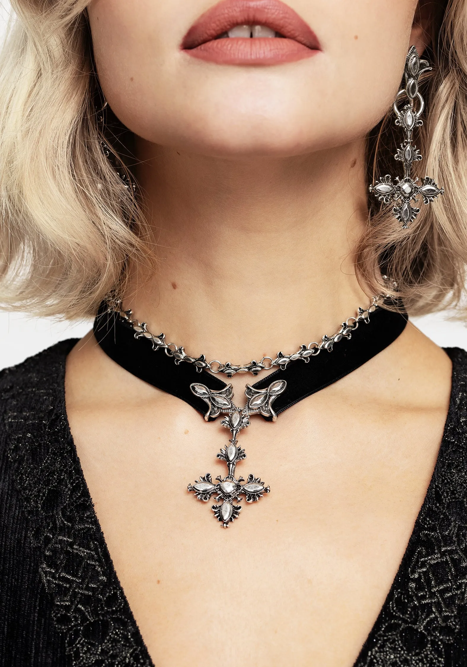 Edwina Cross Choker Necklace