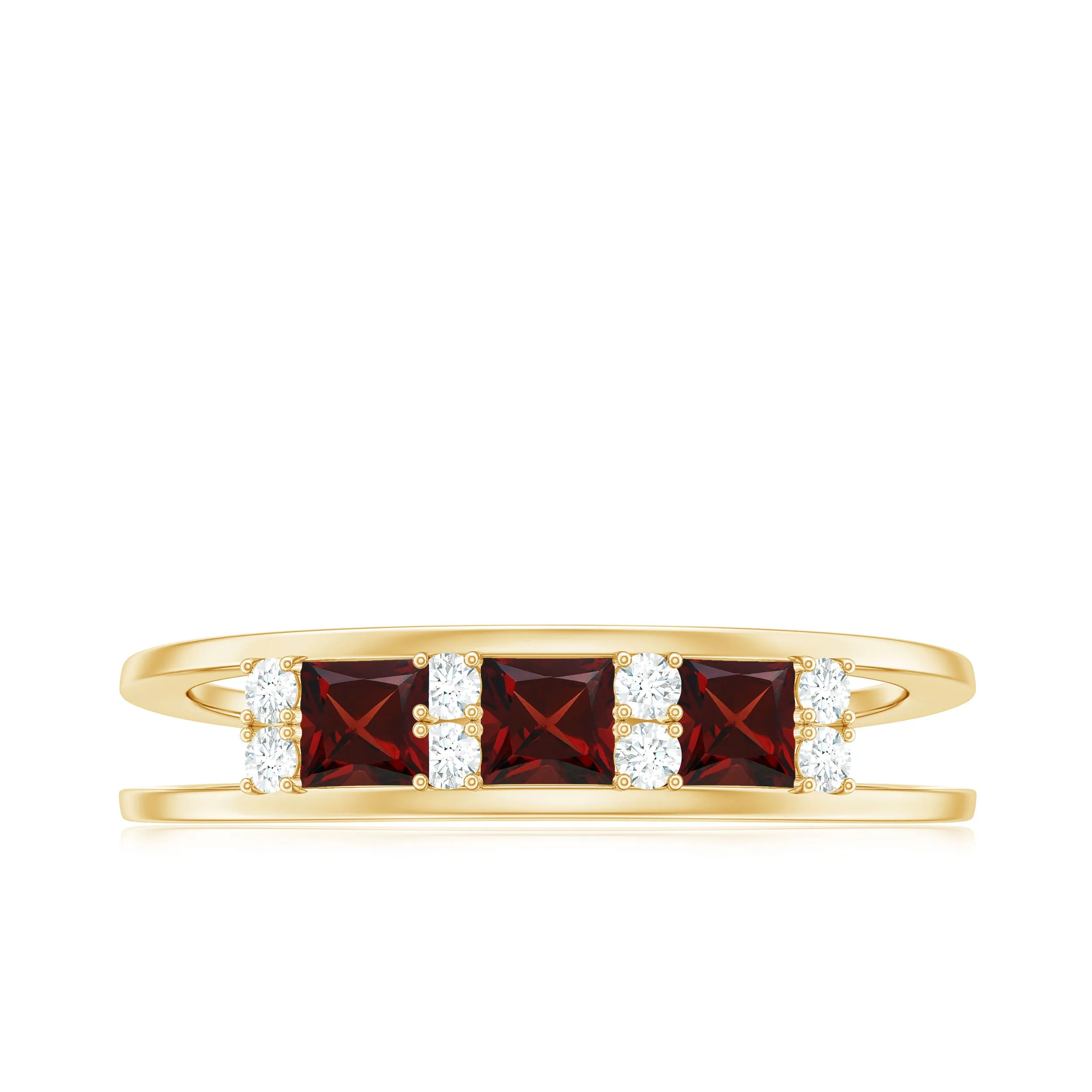 Elegant Garnet and Diamond Band Ring