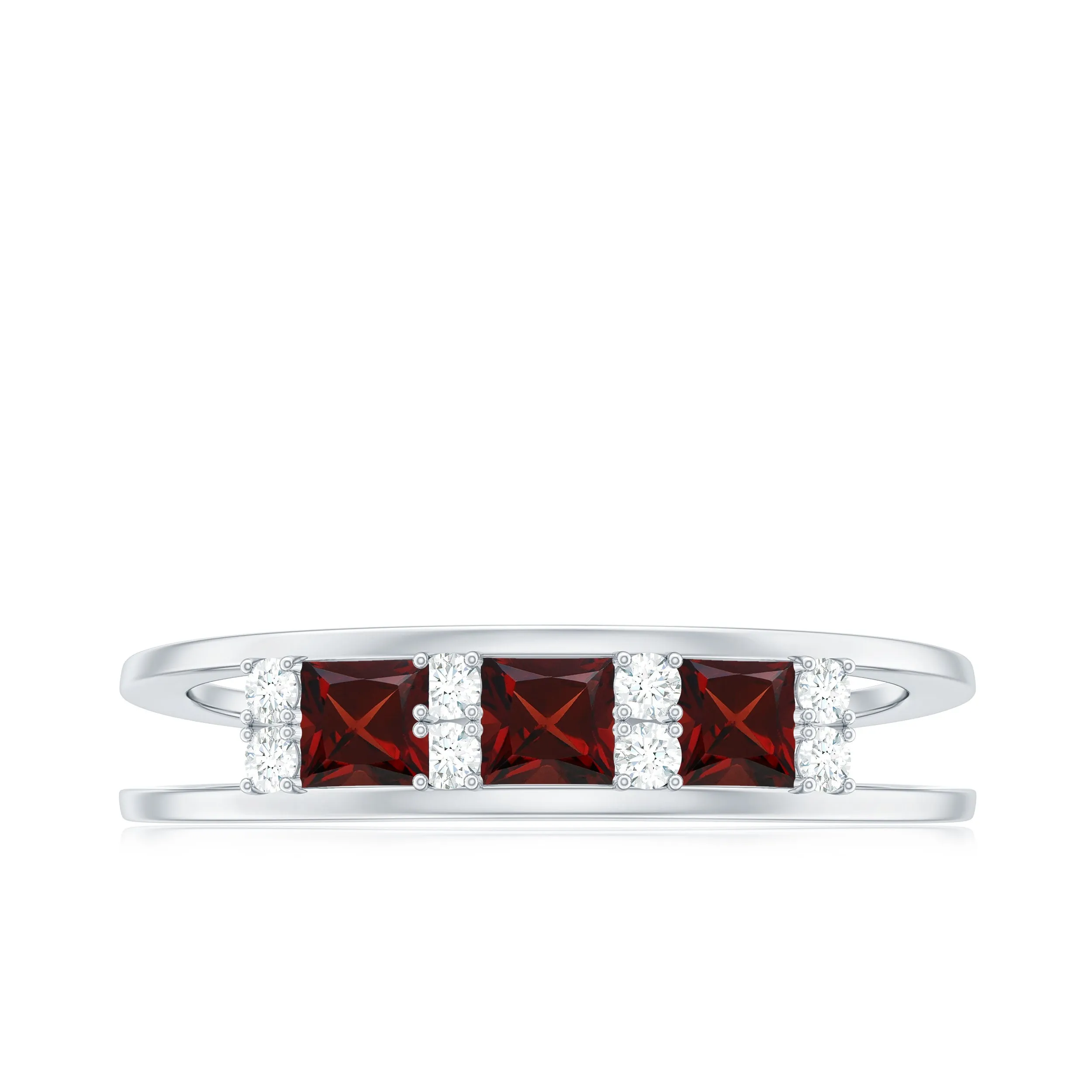 Elegant Garnet and Diamond Band Ring