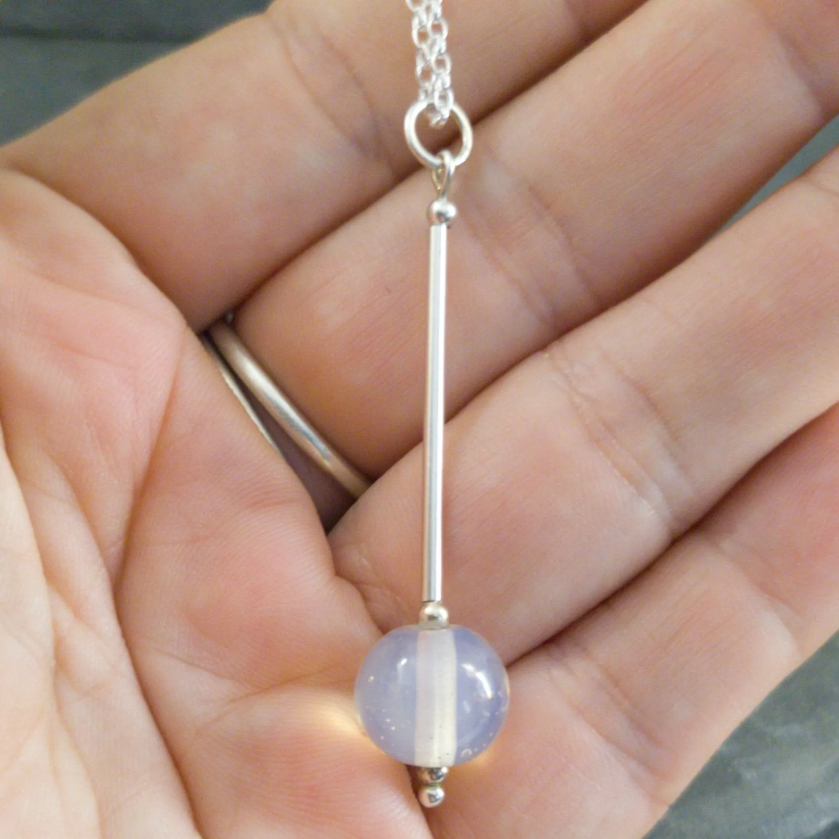 Emily Pendant Necklace - June, Moonstone, Birthstones in Glass