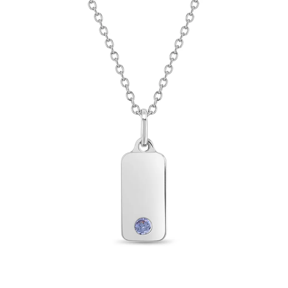 Engraved Tag Women's Pendant/Necklace - Sterling Silver