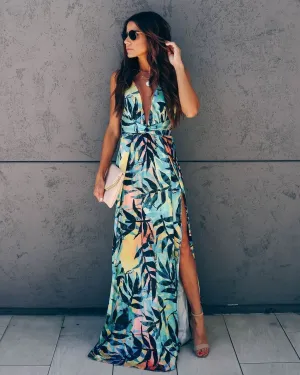 Enzo Tropical Slit Maxi Dress - FINAL SALE