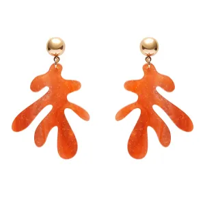 Erstwilder - Coral Ripple Glitter Drop Earrings - Orange