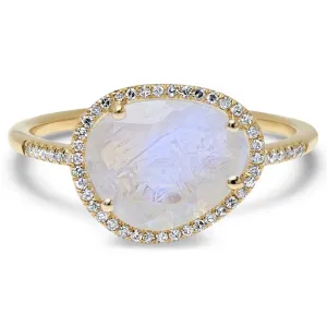 Essential Moonstone with Diamond Halo Ring