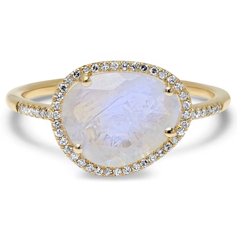 Essential Moonstone with Diamond Halo Ring