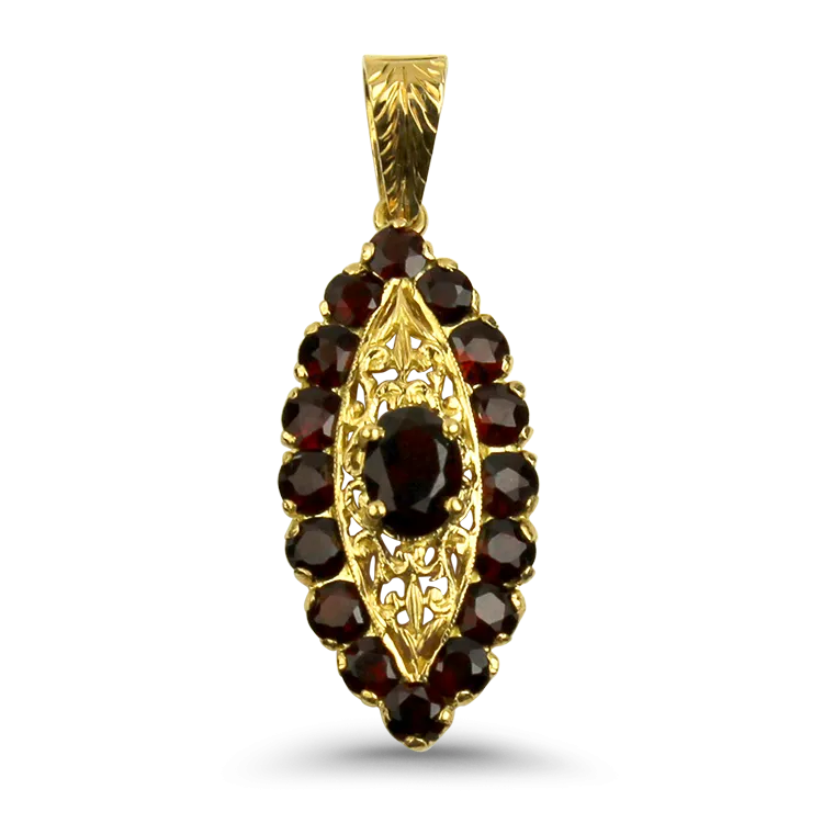 Estate 18K Yellow Gold Rhodolite Garnet Pendant