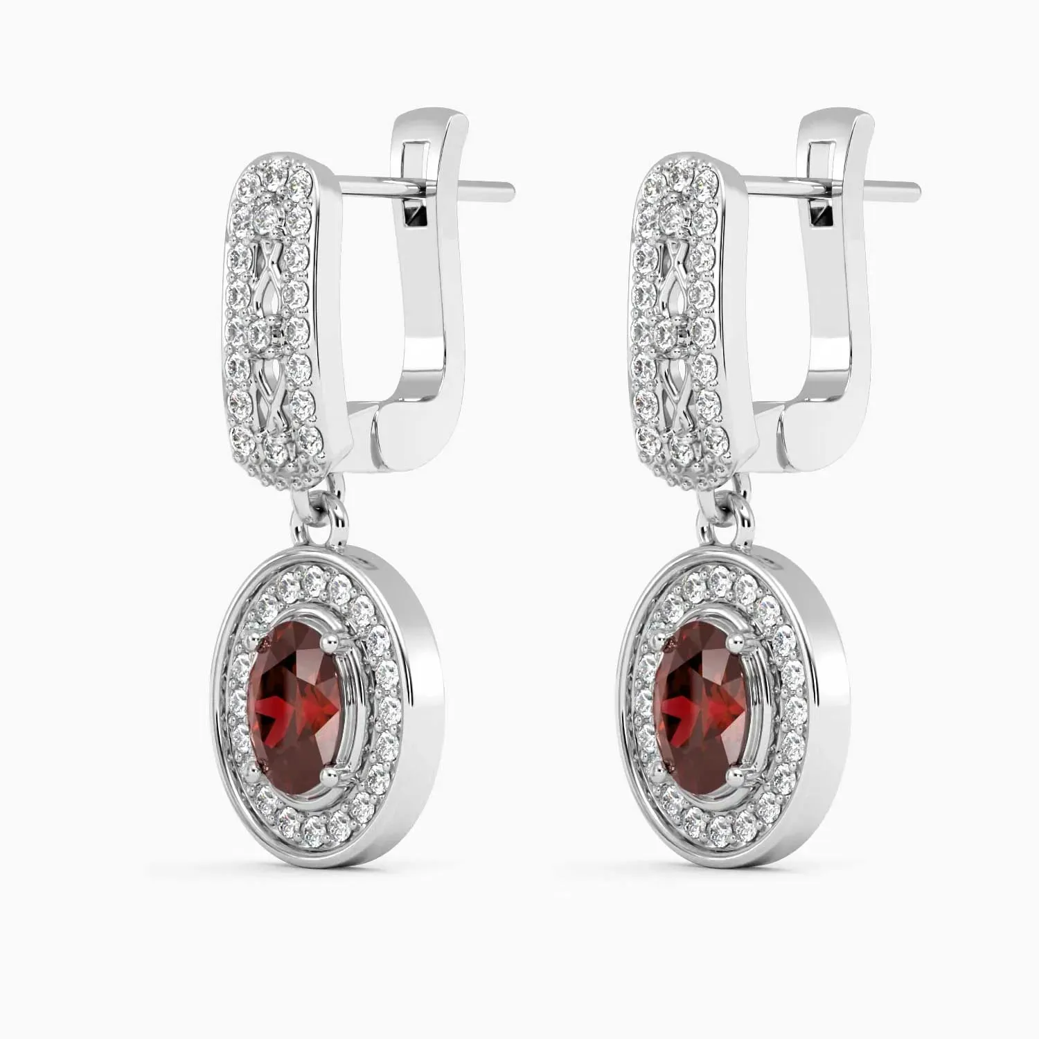 Exquisite Design: Designer Oval Garnet Drop Earrings