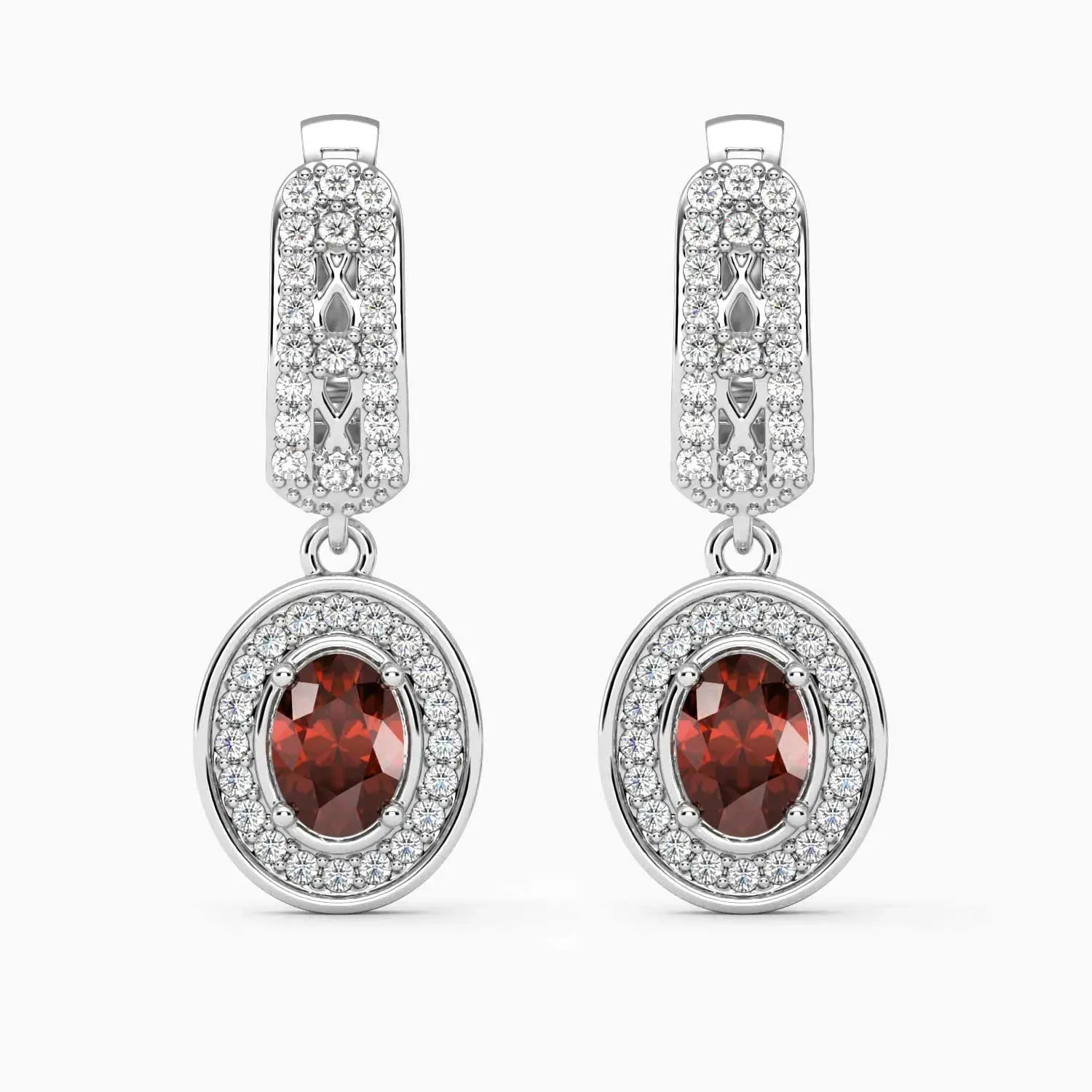 Exquisite Design: Designer Oval Garnet Drop Earrings