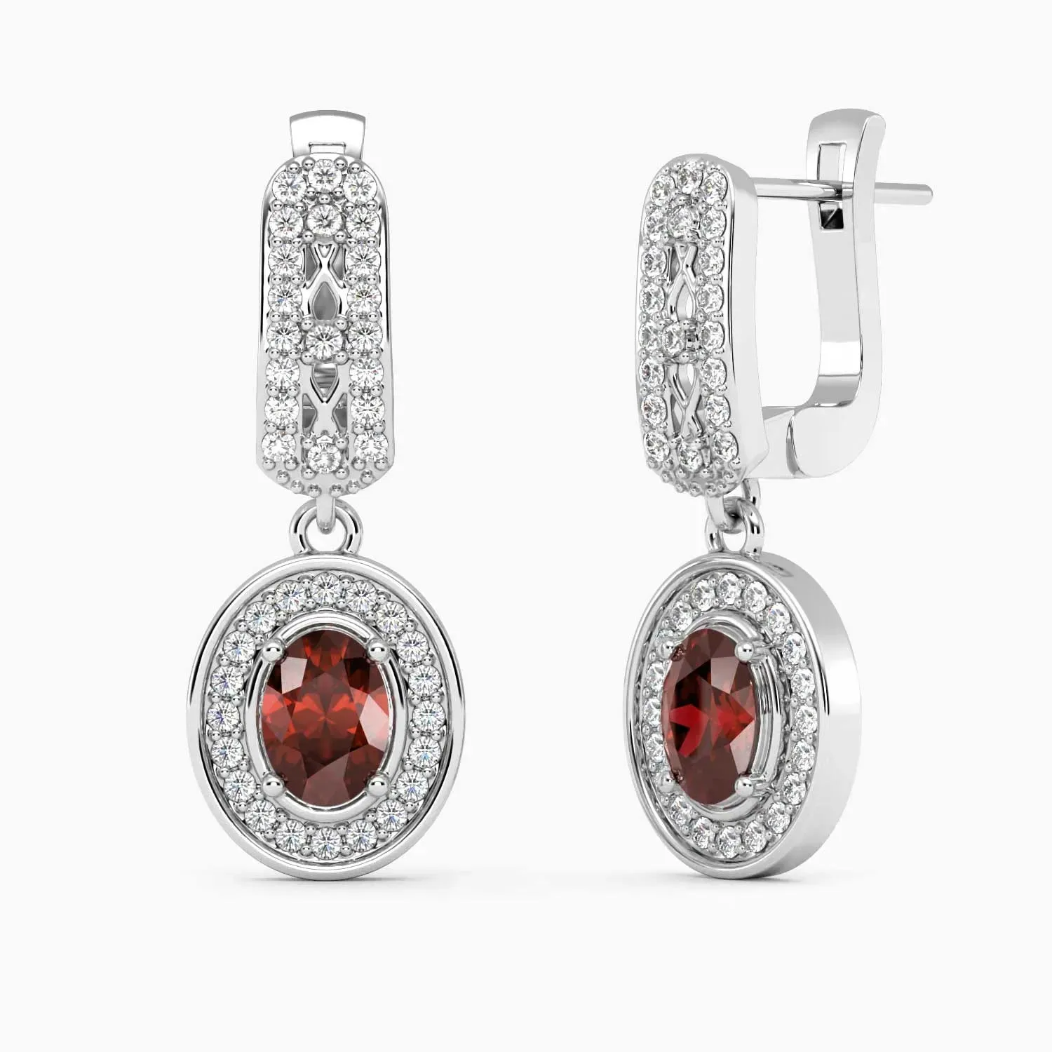 Exquisite Design: Designer Oval Garnet Drop Earrings