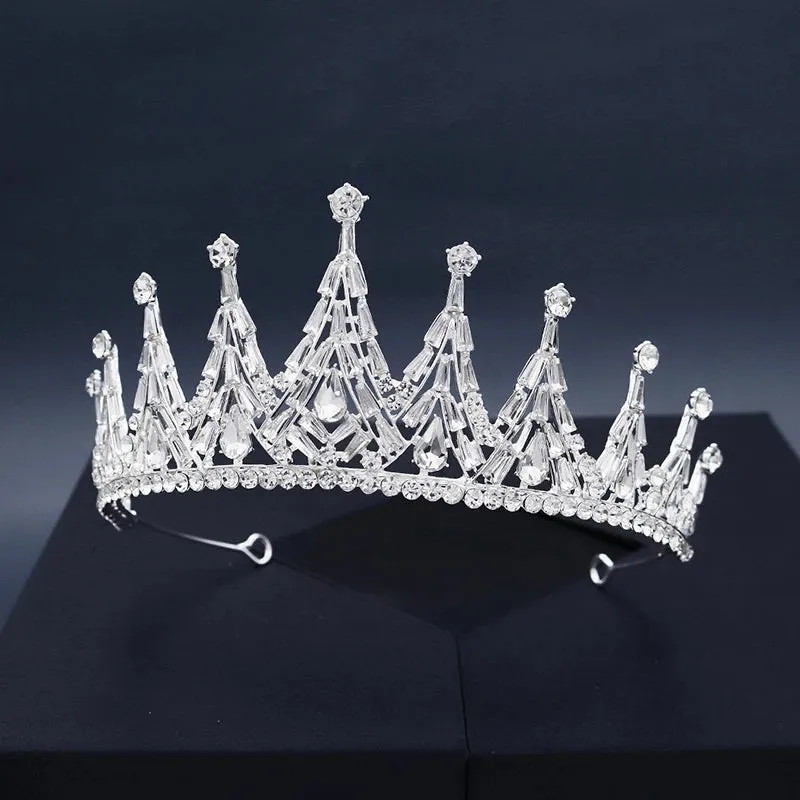 Fashion Crystal Bridal Wedding Crown Silver Color Tiara Hair  Accessory