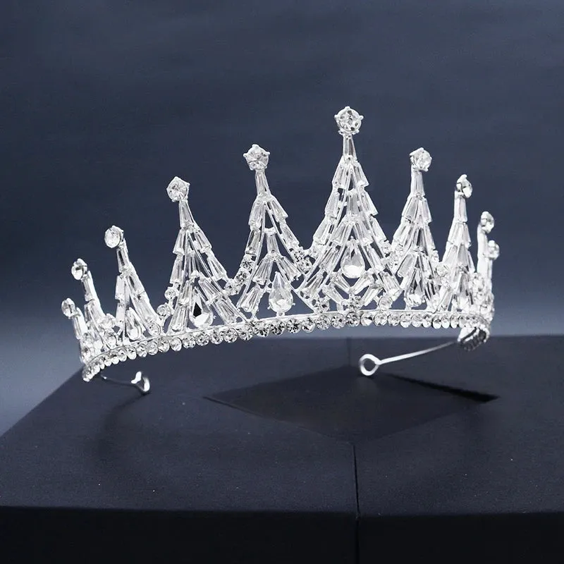 Fashion Crystal Bridal Wedding Crown Silver Color Tiara Hair  Accessory