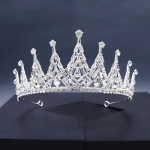 Fashion Crystal Bridal Wedding Crown Silver Color Tiara Hair  Accessory