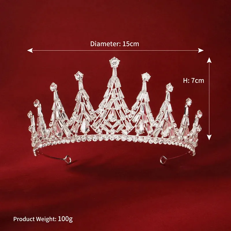 Fashion Crystal Bridal Wedding Crown Silver Color Tiara Hair  Accessory