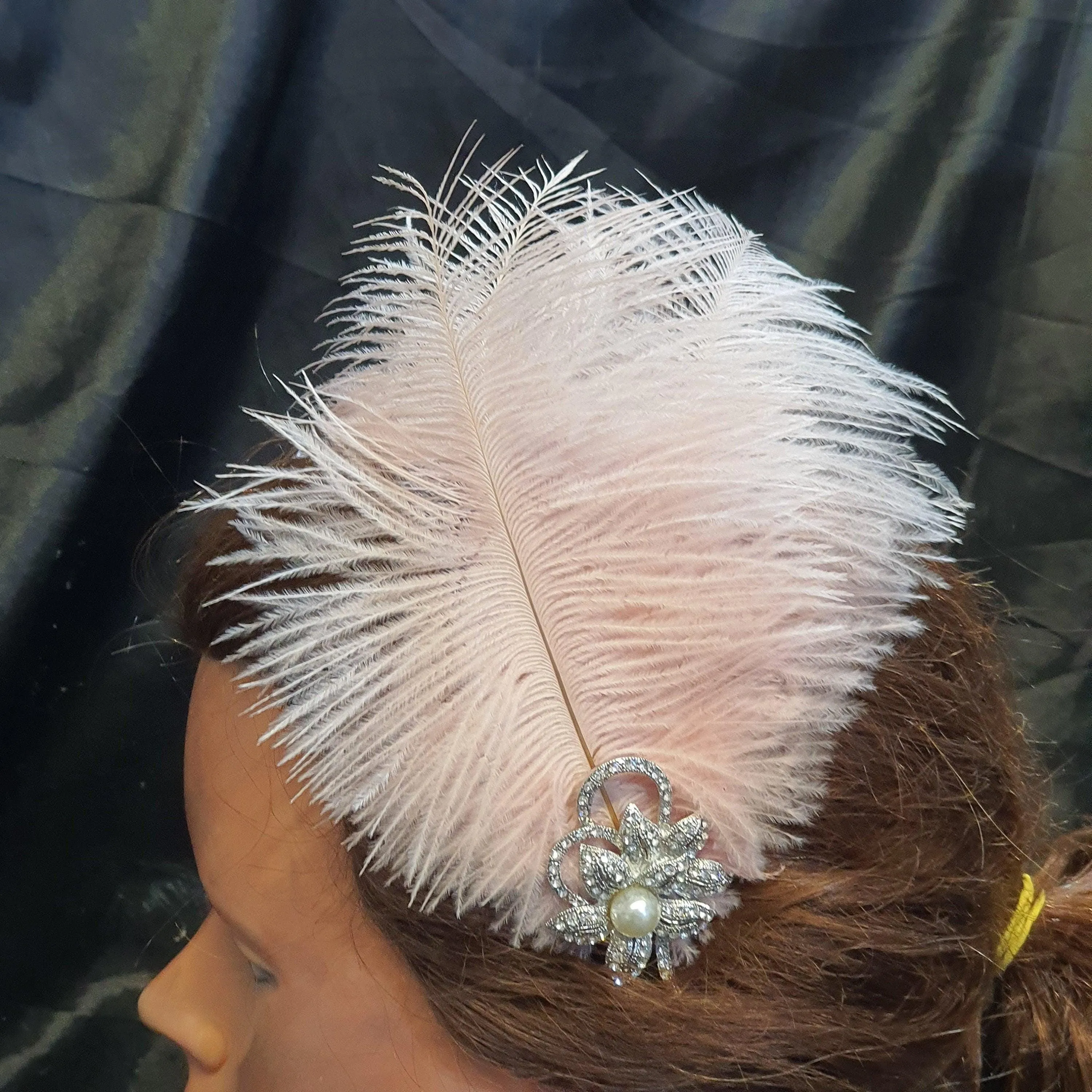 Featherheadpiece fsacinator head band , feather hair piece by Crystal wedding uk