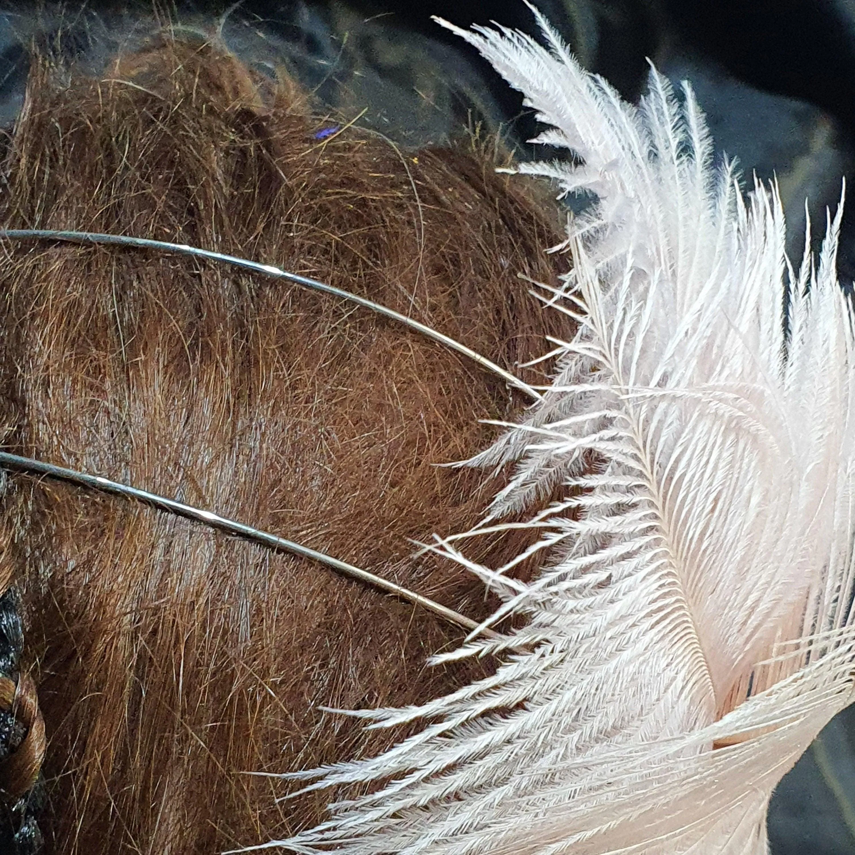 Featherheadpiece fsacinator head band , feather hair piece by Crystal wedding uk