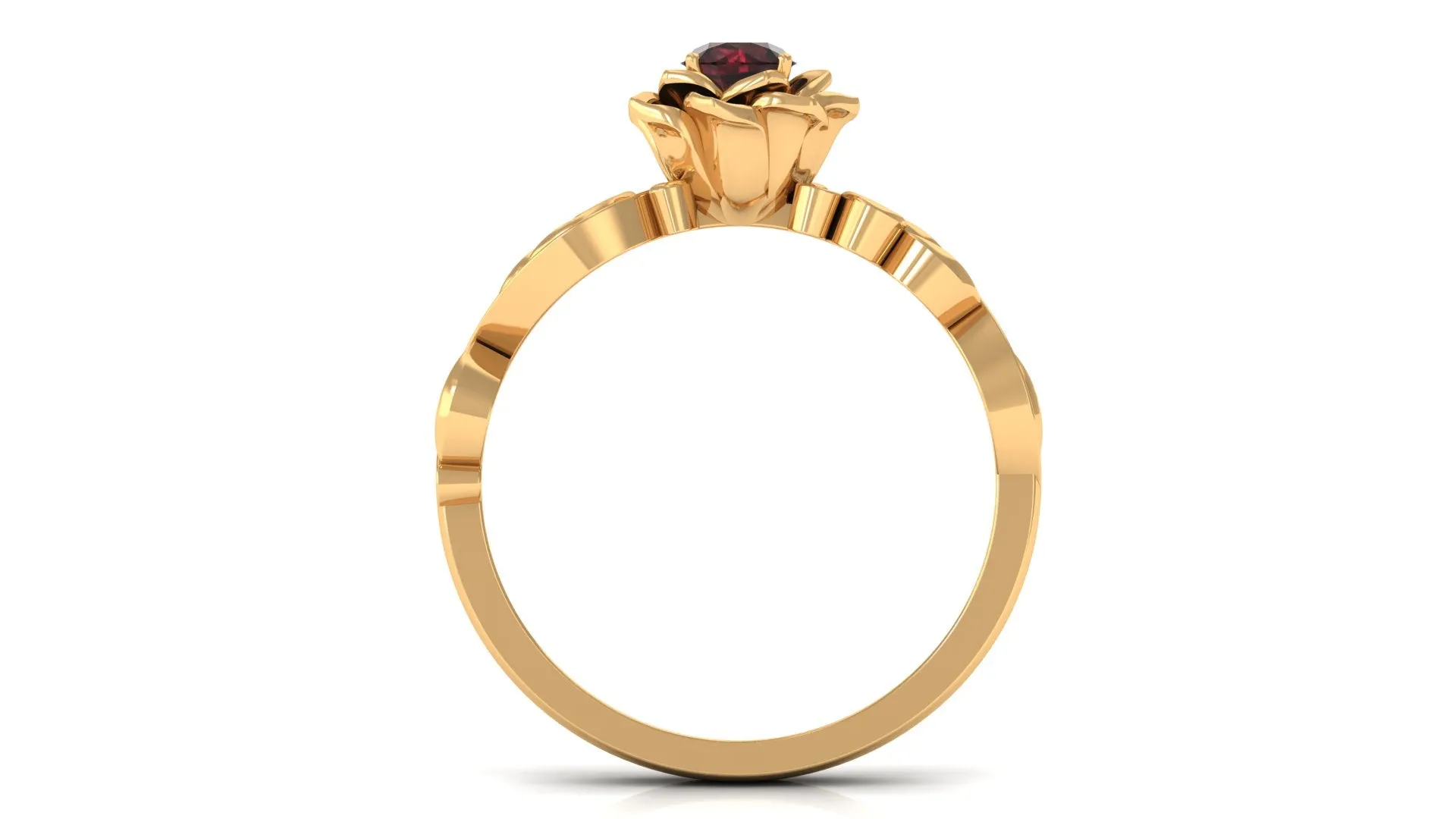 Flower Inspired Garnet and Diamond Engagement Ring