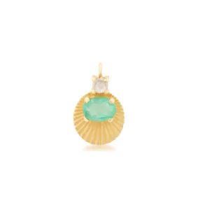 Fluted Emerald & Moonstone Charm