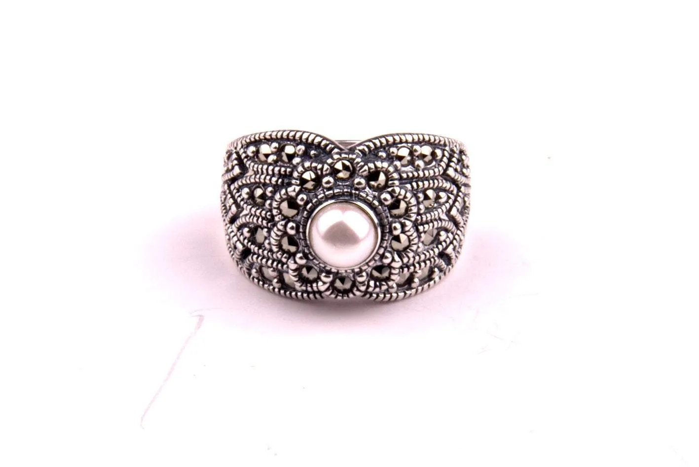 Freshwater Pearl Marcasite Ring