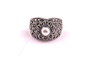 Freshwater Pearl Marcasite Ring