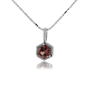 Garnet & Diamond Hexagon Halo Pendant