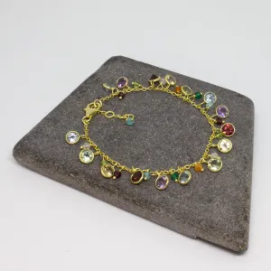 Gemstone and Gold Vermeil Charm Bracelet