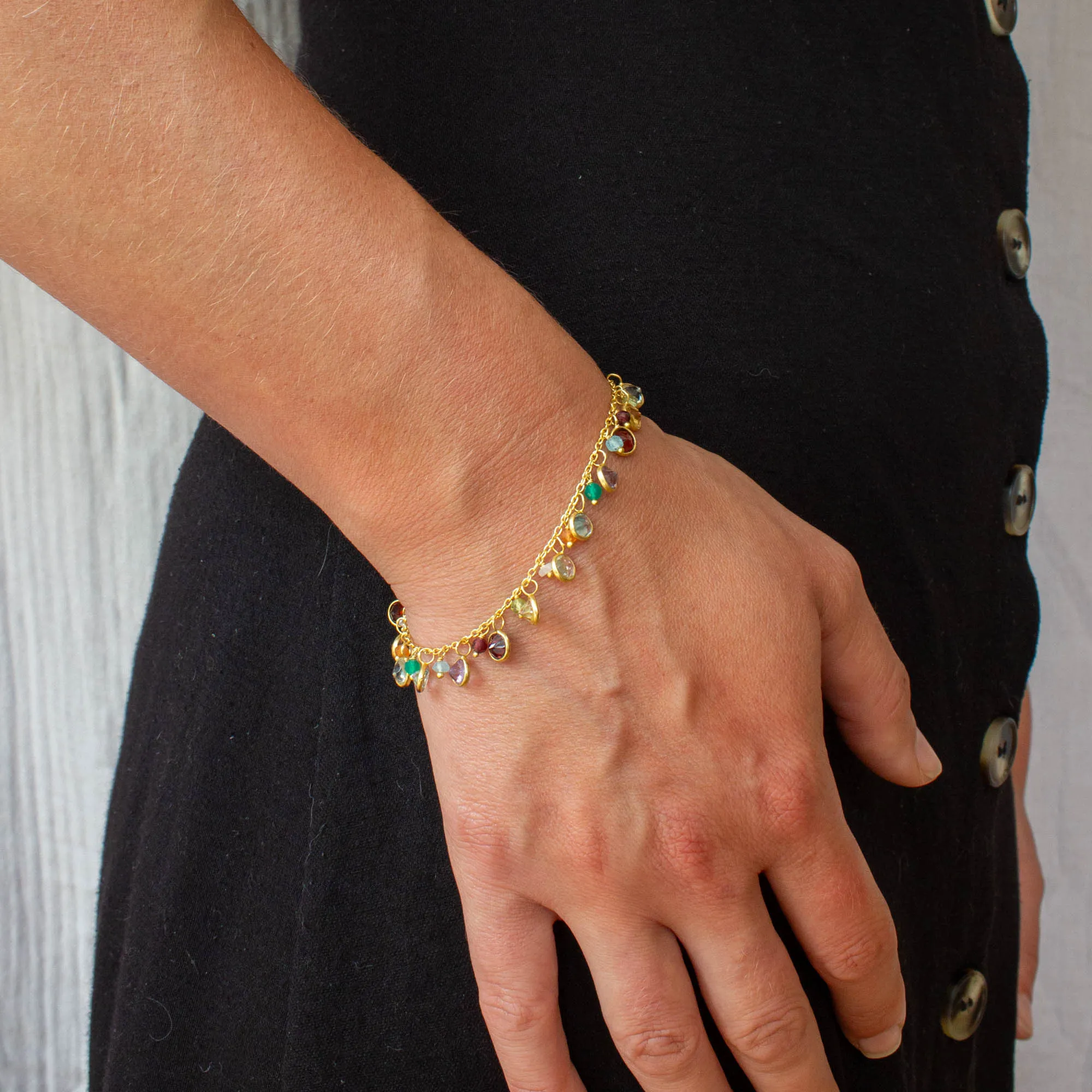 Gemstone and Gold Vermeil Charm Bracelet