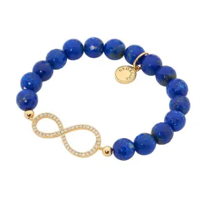 GEORGINI FACETED LAPIS LAZULI CZ INFINITY STRETCH BRACELET