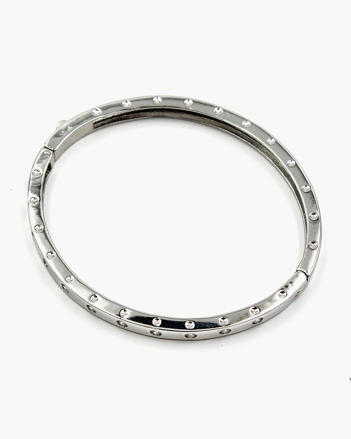 Glossy Metal Finished CZ Stone Bangle