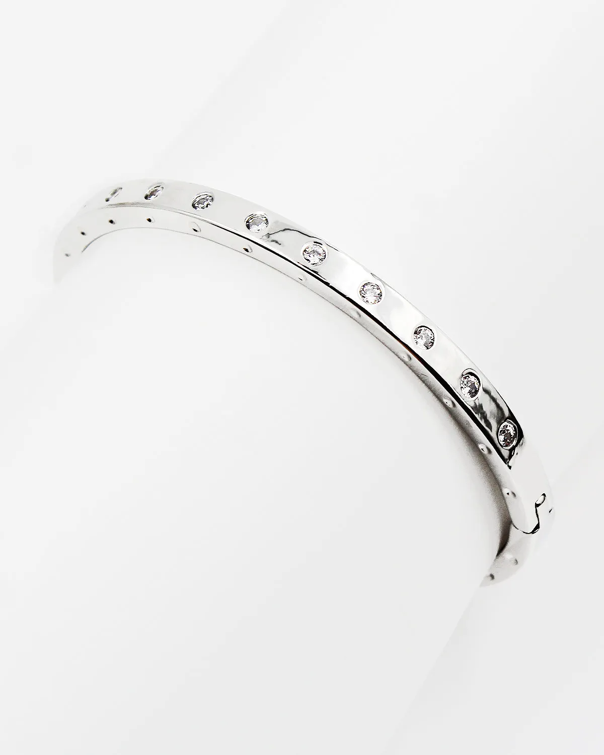 Glossy Metal Finished CZ Stone Bangle