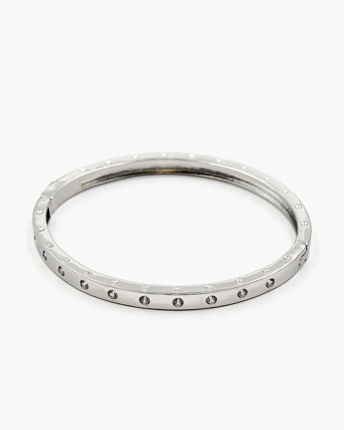 Glossy Metal Finished CZ Stone Bangle