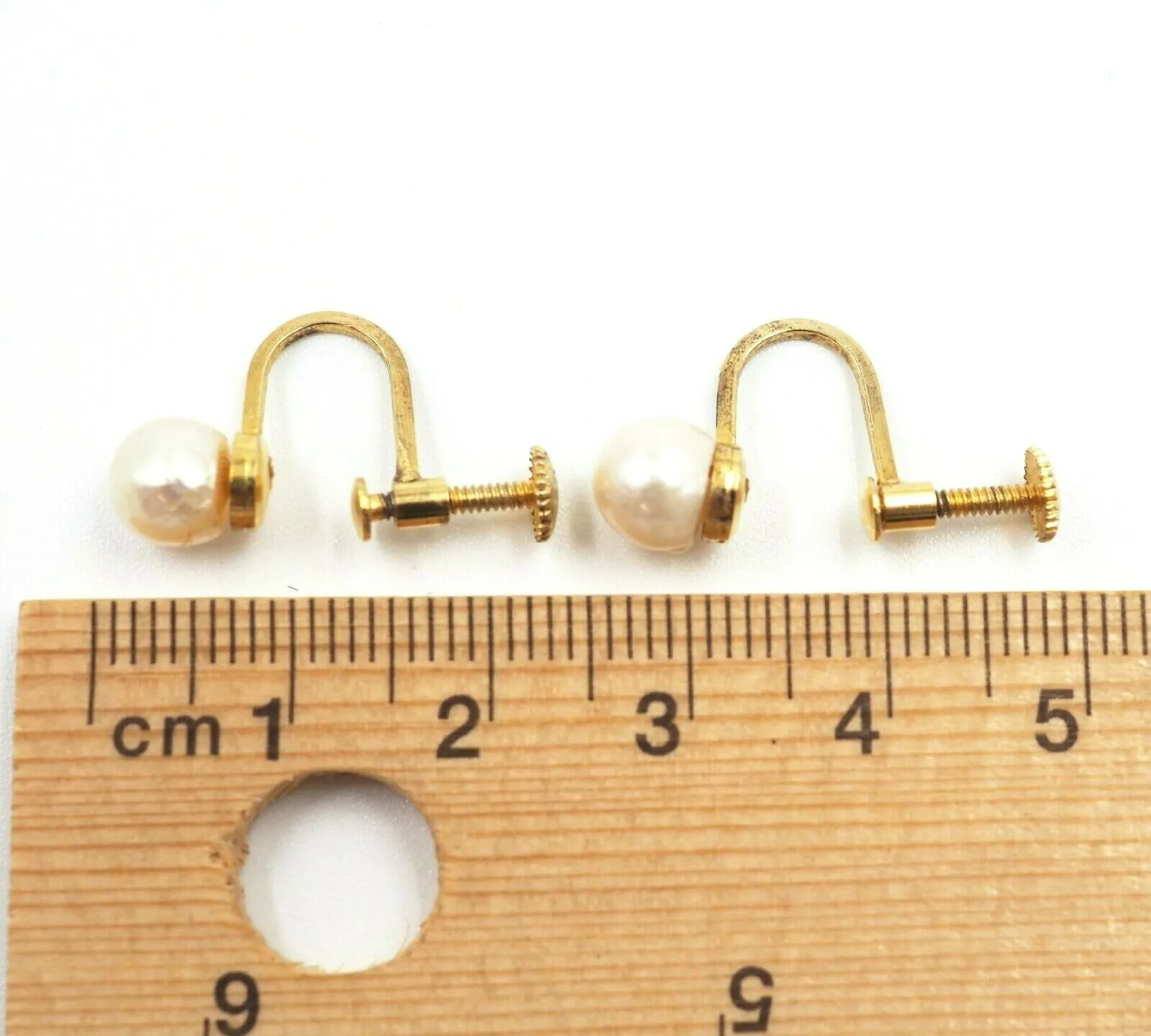 Gold Plated Silver Pearl Screwback Earrings