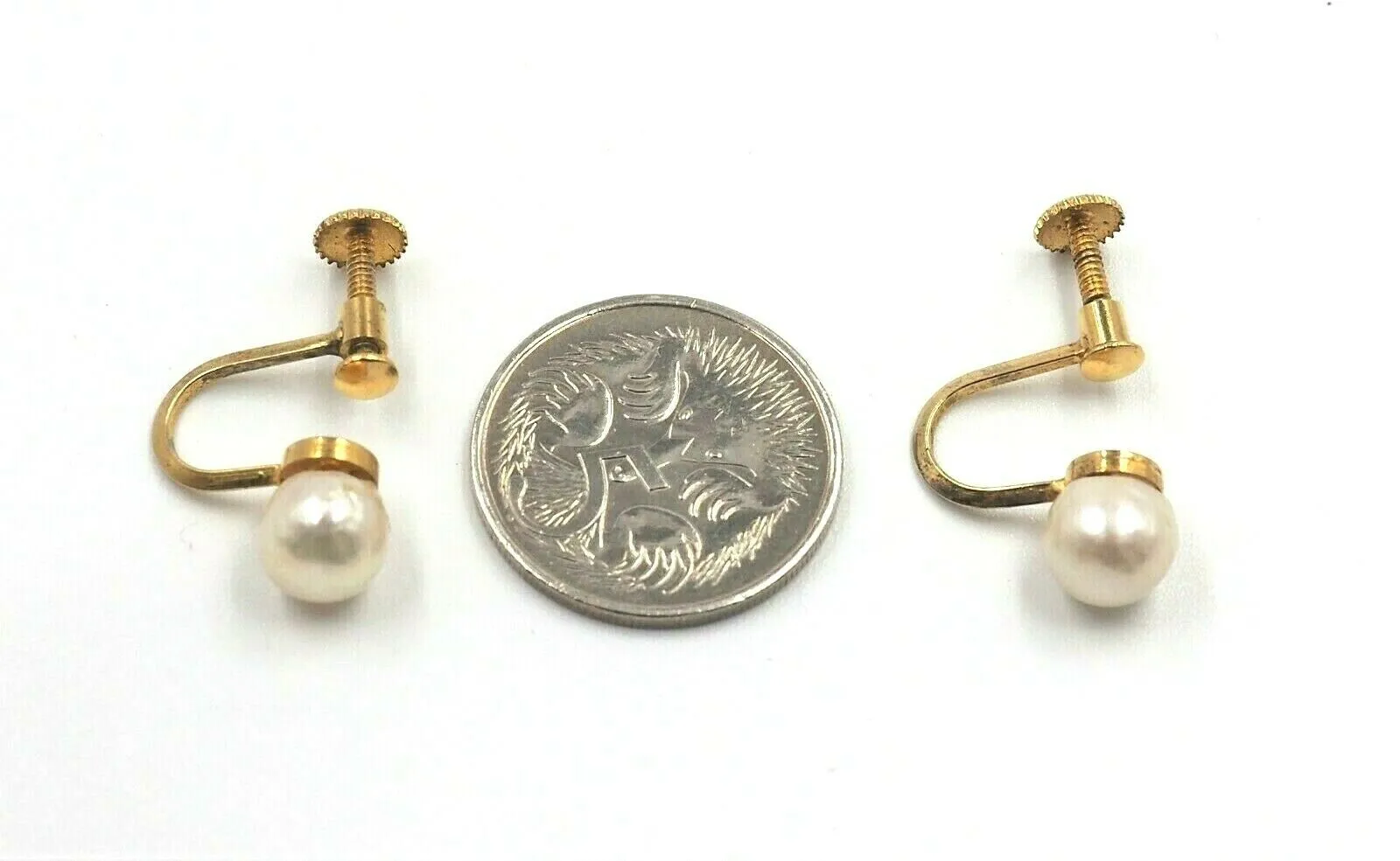 Gold Plated Silver Pearl Screwback Earrings