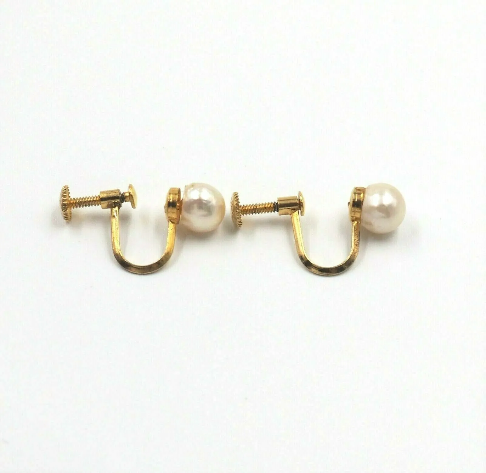 Gold Plated Silver Pearl Screwback Earrings