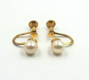 Gold Plated Silver Pearl Screwback Earrings