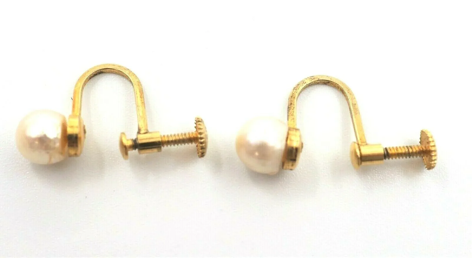 Gold Plated Silver Pearl Screwback Earrings