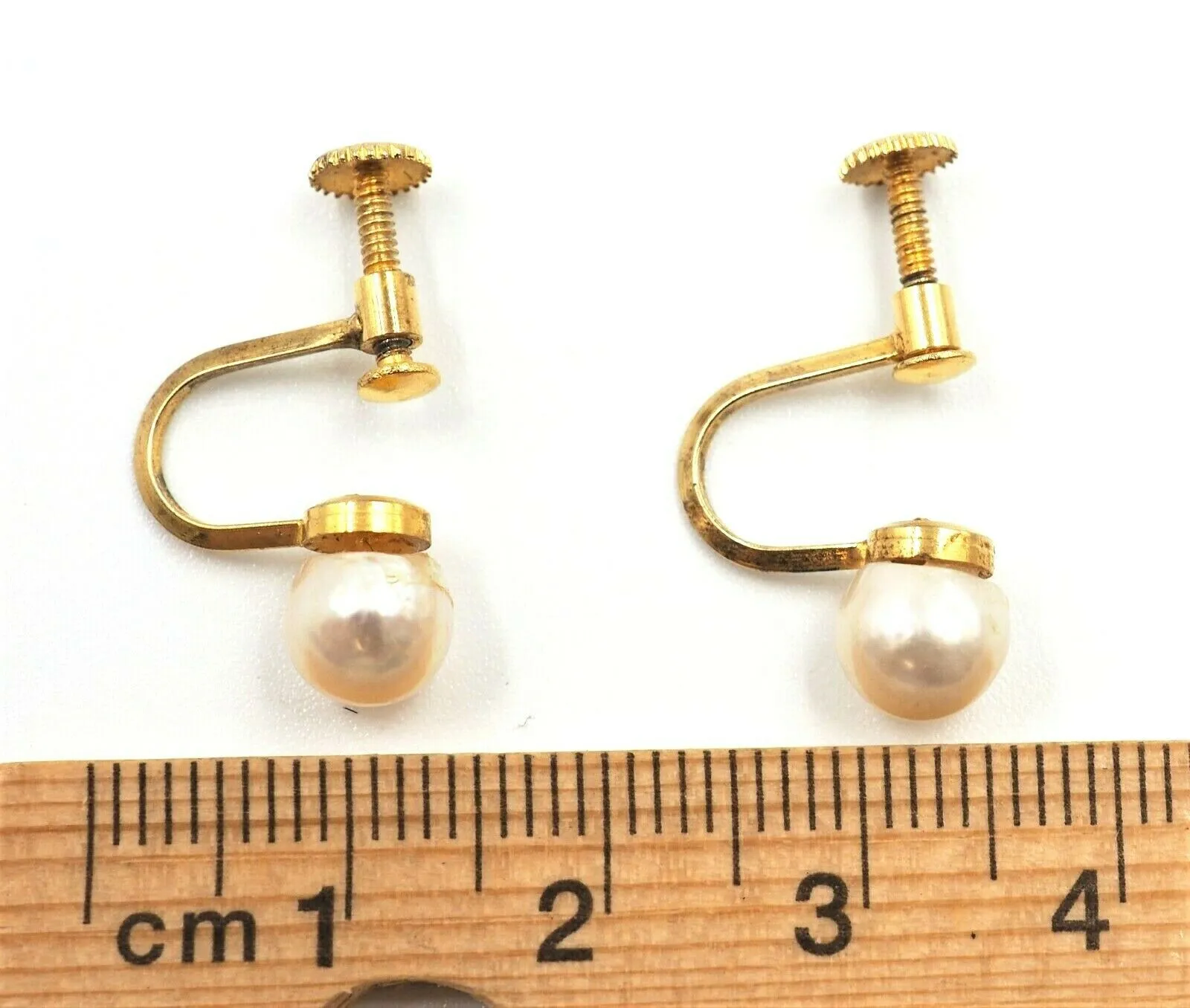 Gold Plated Silver Pearl Screwback Earrings