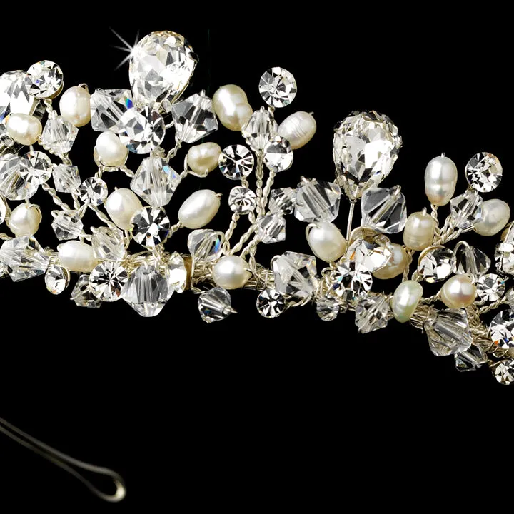 Gorgeous Crystal & Freshwater Pearl Tiara Headpiece