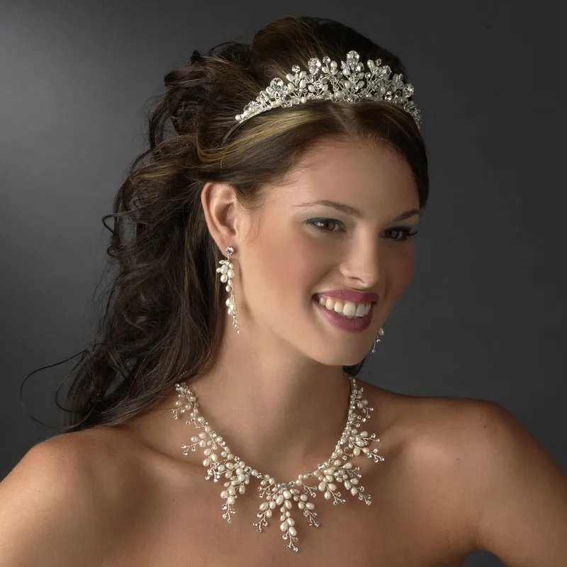 Gorgeous Crystal & Freshwater Pearl Tiara Headpiece