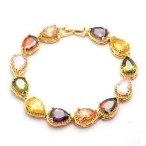 Graceful Water Drop CZ 18K Yellow Gold Plated Bracelet for Women