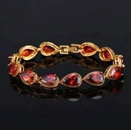 Graceful Water Drop CZ 18K Yellow Gold Plated Bracelet for Women