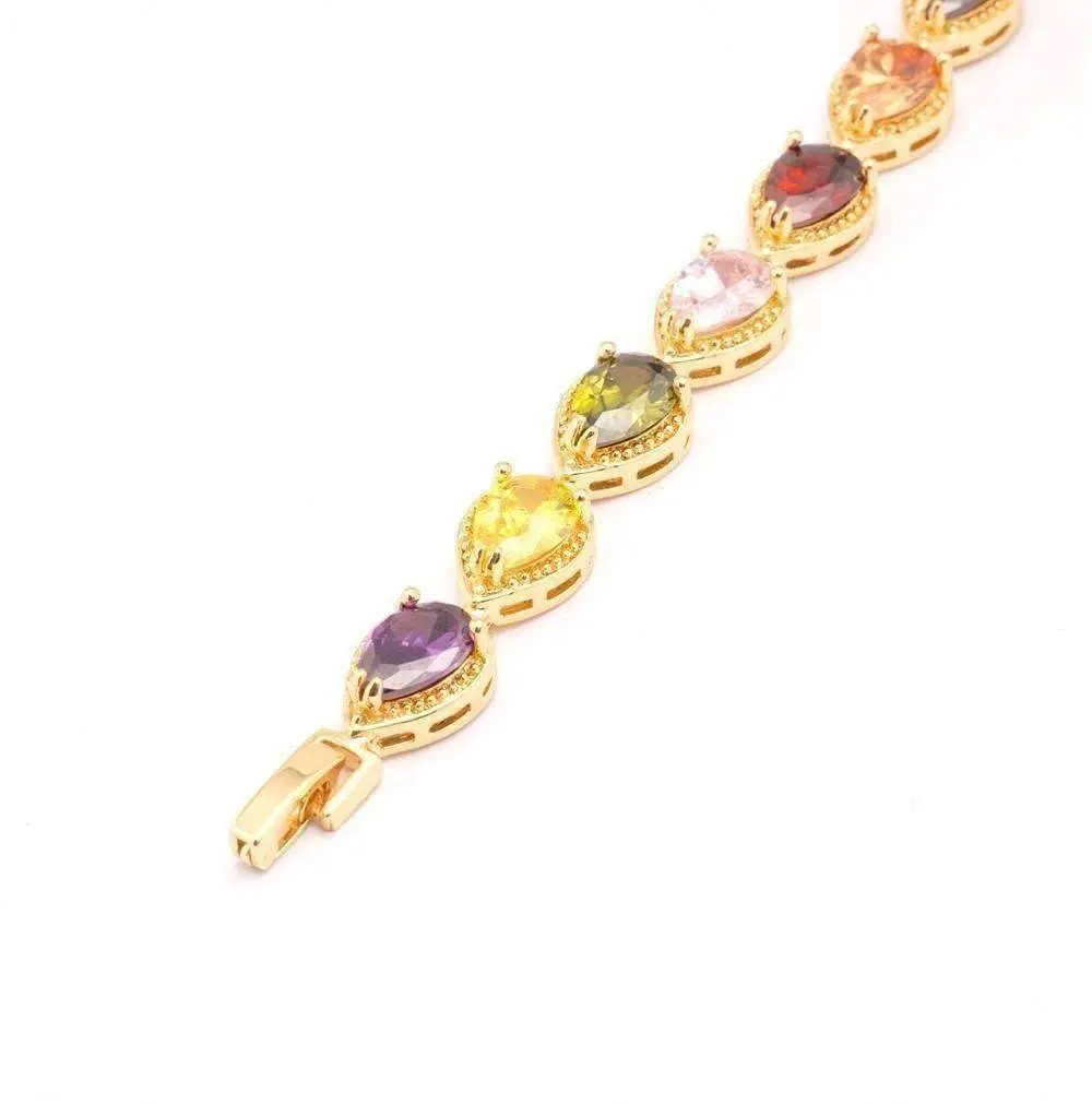 Graceful Water Drop CZ 18K Yellow Gold Plated Bracelet for Women